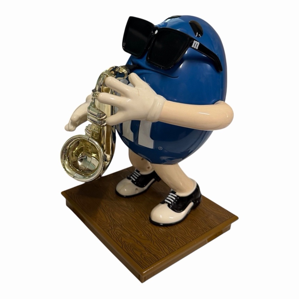 Vintage Rare Blue M&M Jazz Musician Candy Dispenser With Box